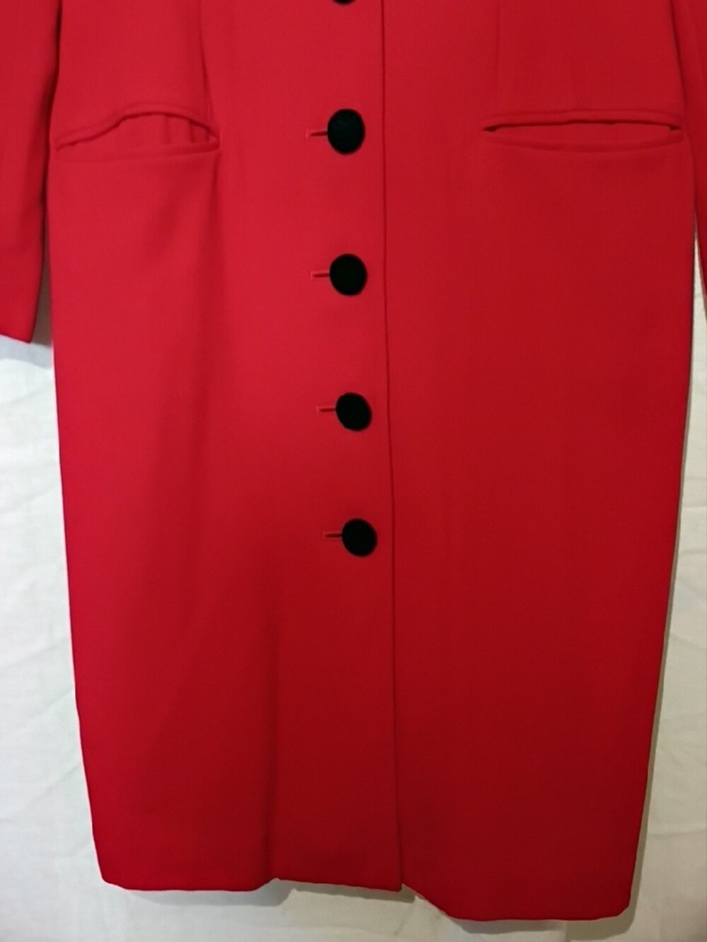 Vintage Red Long Dress Coat, Button-Front, Sz 6 - Picture 5 of 15